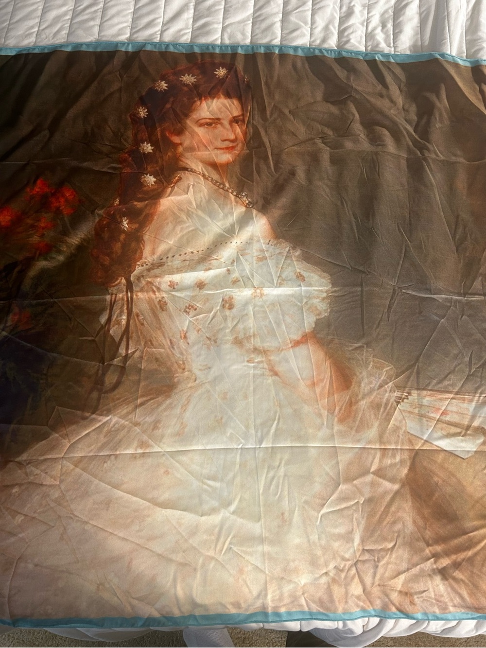Romantic Victorian Portrait Wool Blend Scarf Shawl Wrap